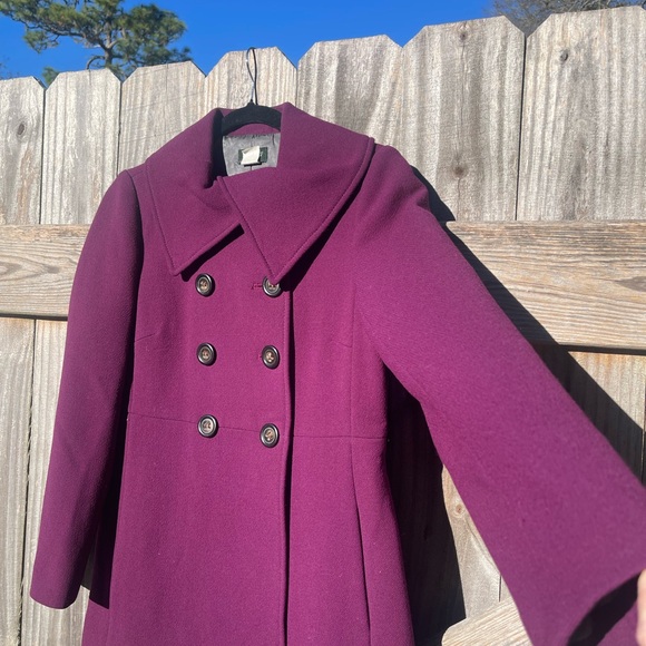 J. Crew Women's Aubergine Merlot Rich Purple Wool Car Coat Size P 10 - Picture 4 of 14